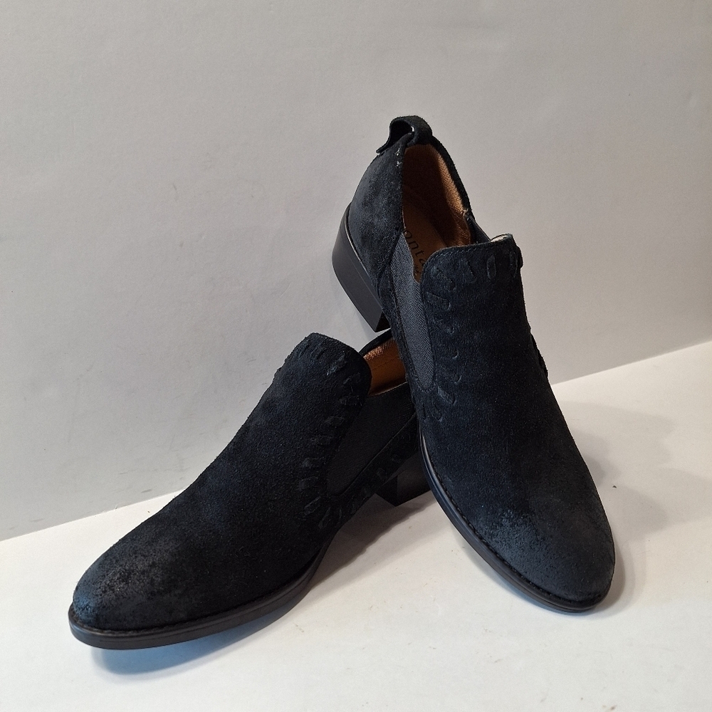 Montana Black Suede Leather Minimalist Preppy Artisan Crafted Ankle Booties Sz.9